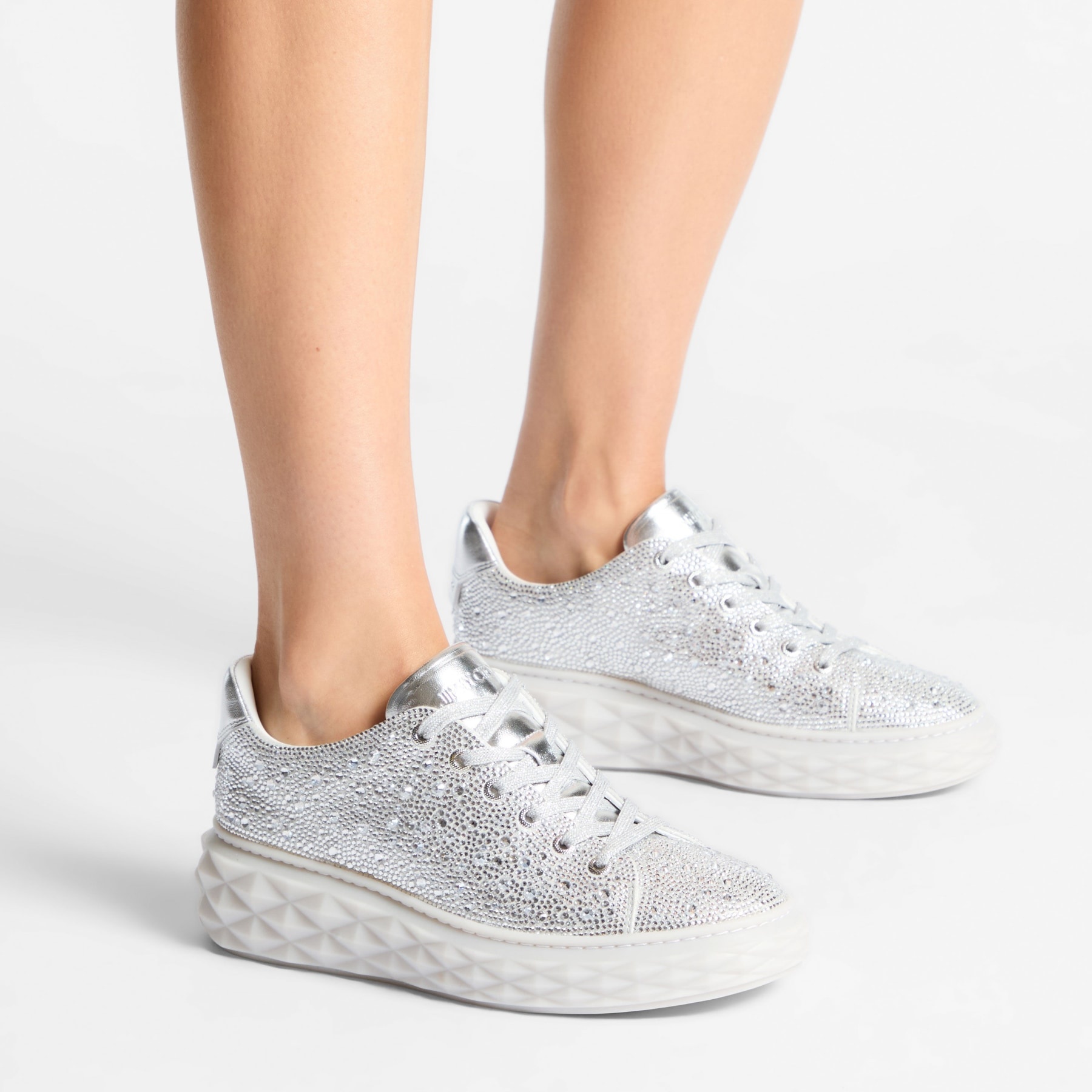 JIMMY CHOO Diamond Light Maxi/F シマーsuede TrainersSneakers JIMMY CHOO Diamond Light Maxi/F Crystal Shimmer Suede