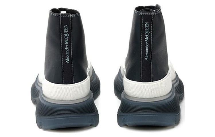 (WMNS) Alexander McQueen Tread Slick Lace-Up Boots 'Navy White' 702041WHZ6D1137 - 4