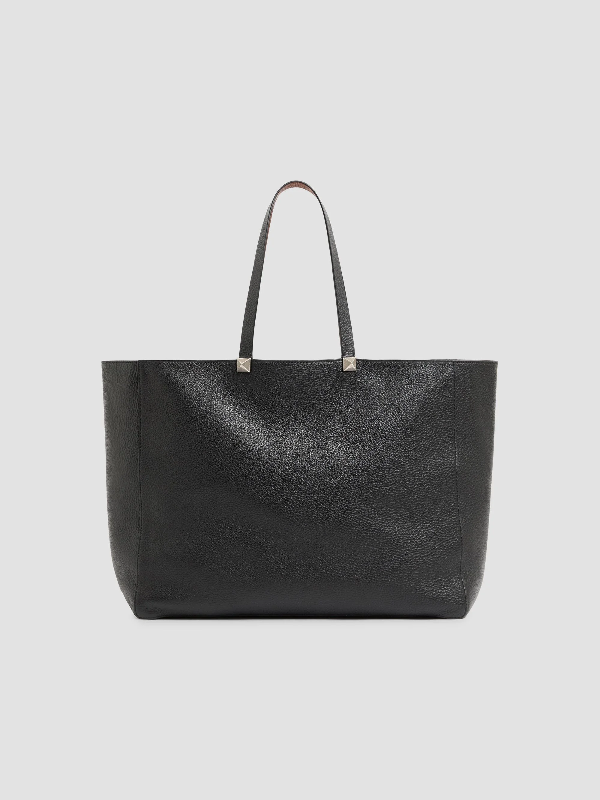 Men's Rockstud Reversible Elk Print Calfskin Tote - Black - 1