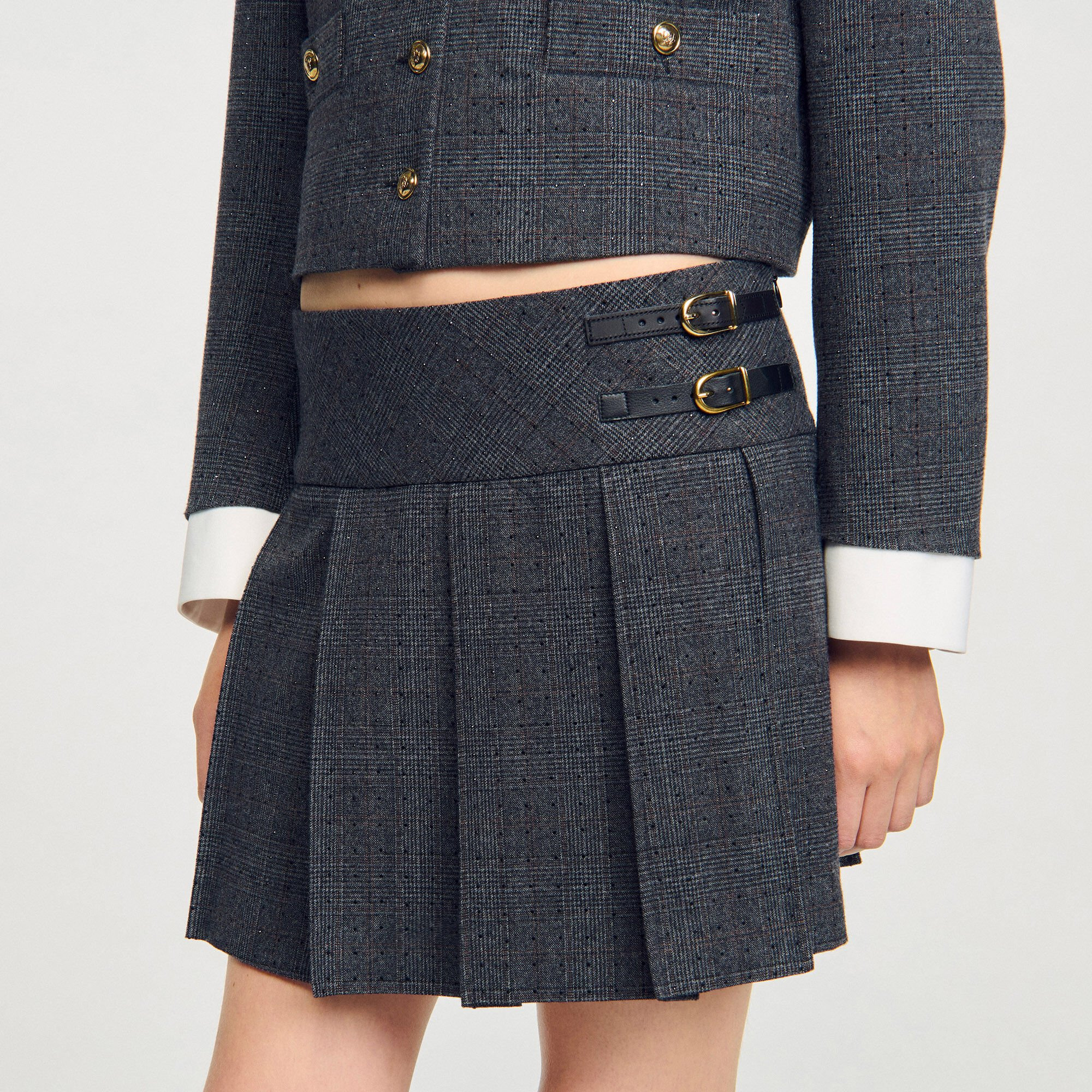 MINI RHINESTONE SUIT SKIRT - 3