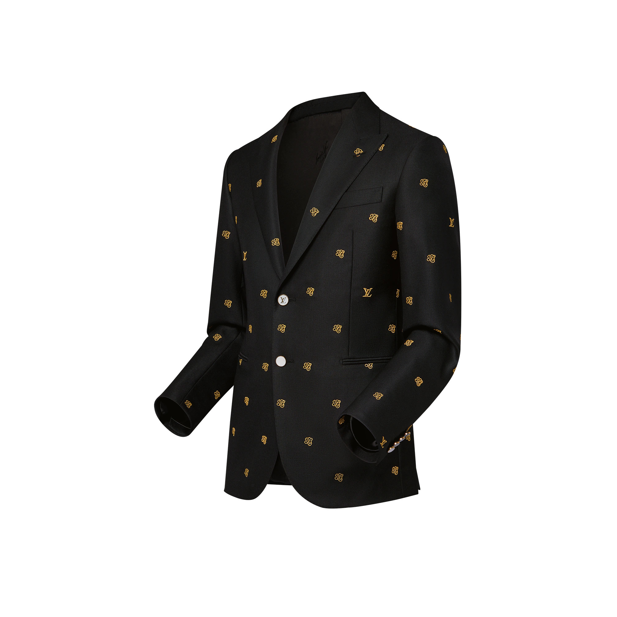 Embroidered Single-Breasted Wool Blend Evening Jacket - 2