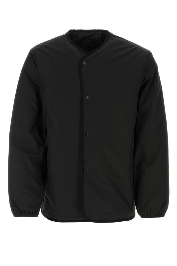 Black polyester blend reversible down jacket - 1