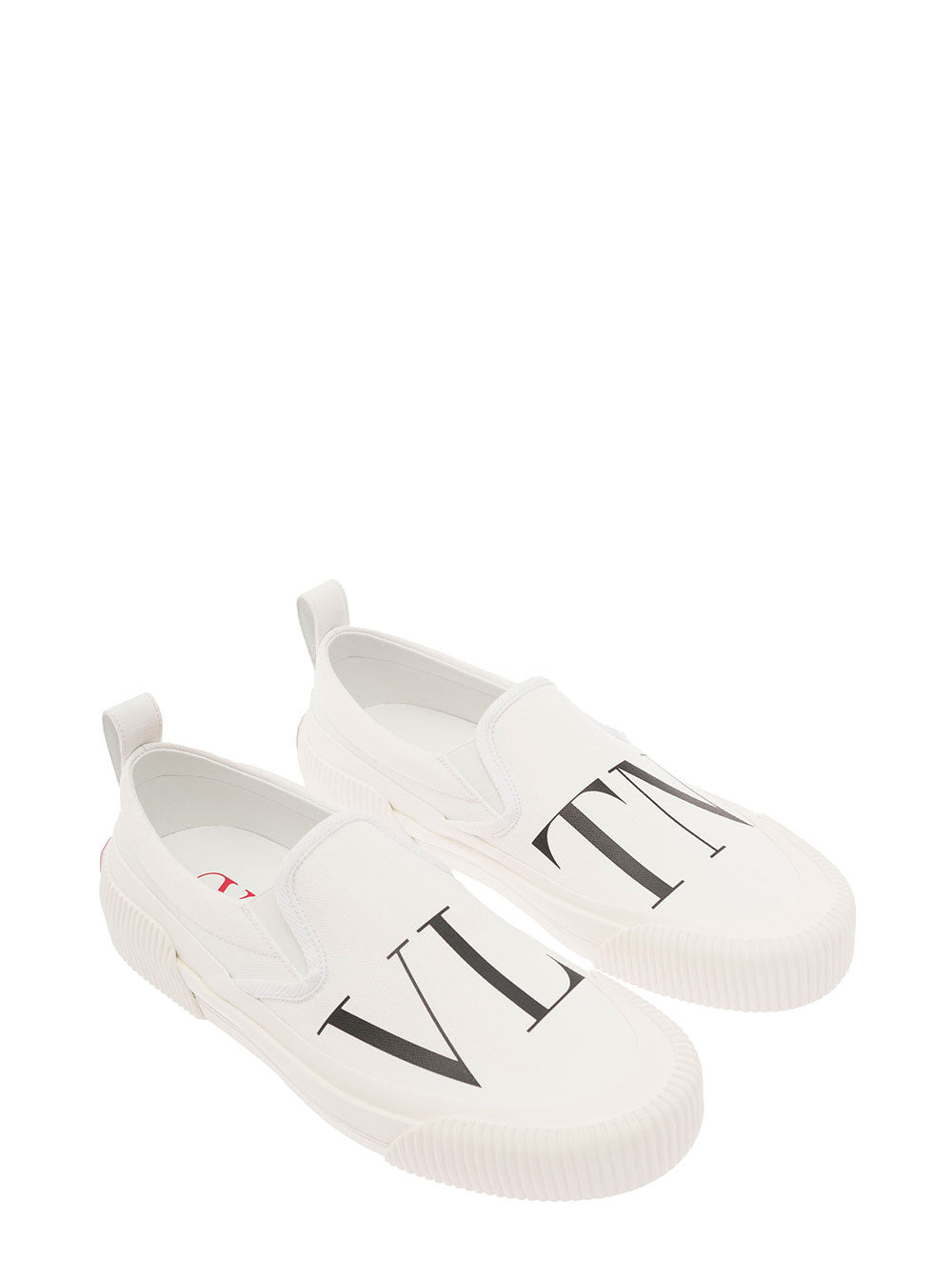 Valentino Garavani Men White Slip-On Sneakers With Vltn Print In Canvas Man - 5