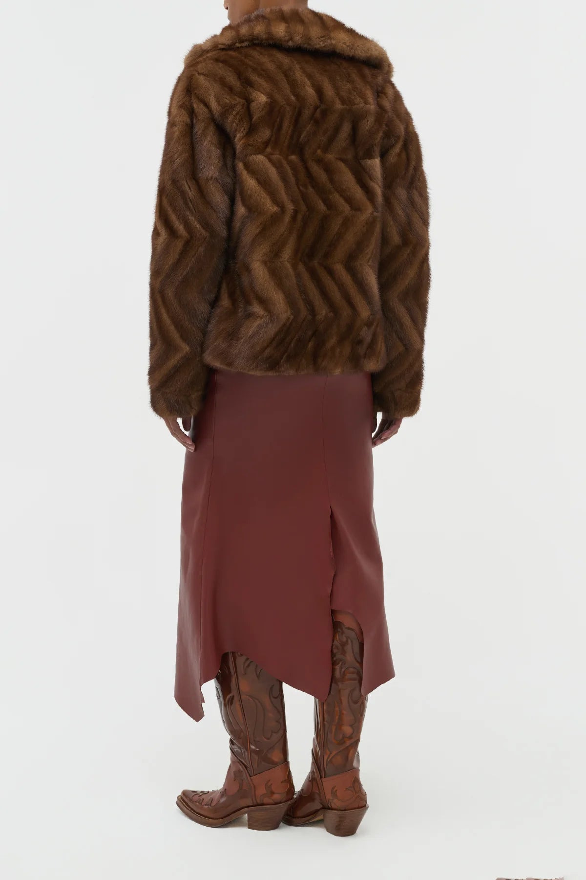 Torstein Coat in Mahogany Recycled Mink Fur - 4
