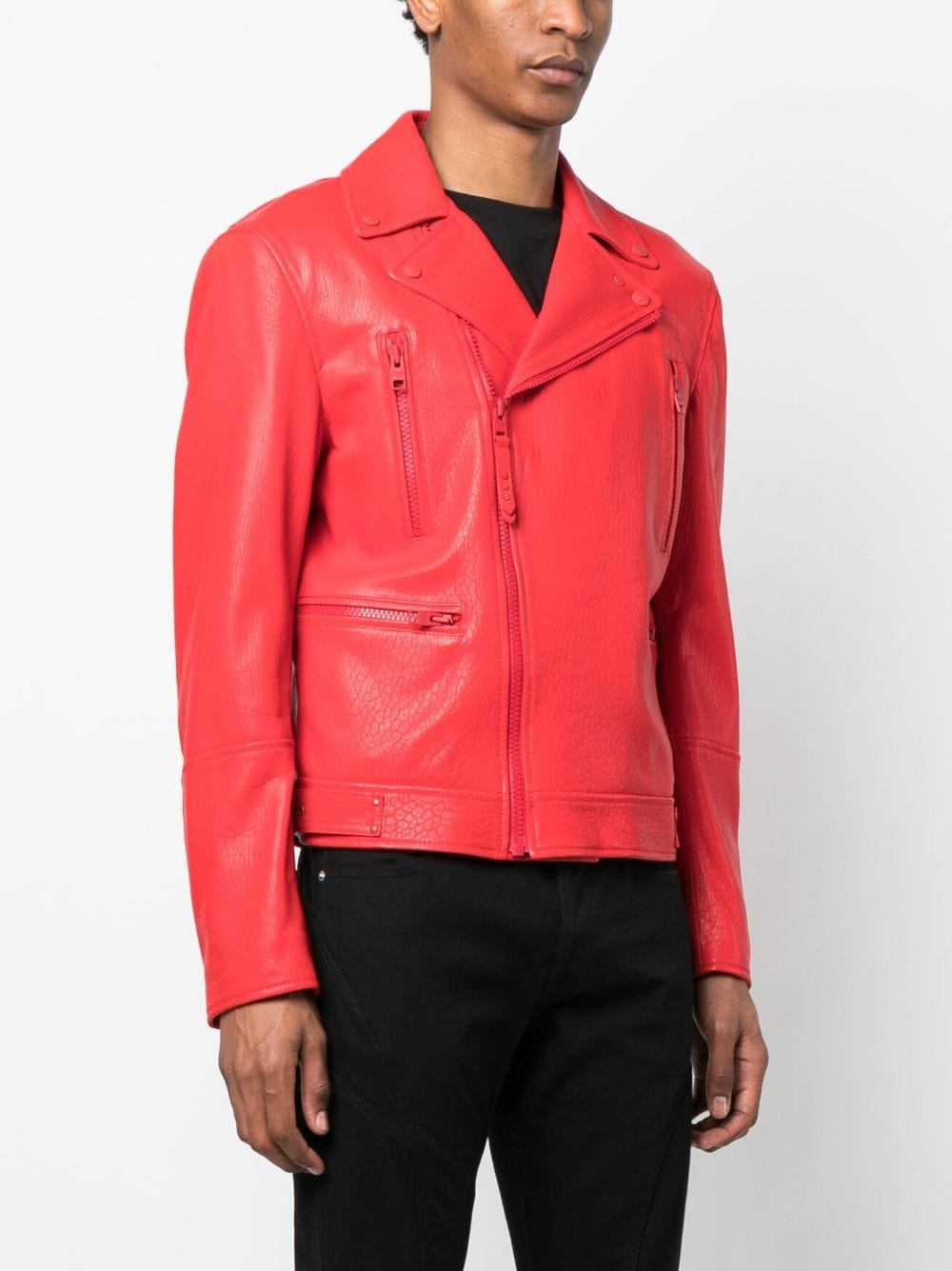 notched lapels biker jacket - 3