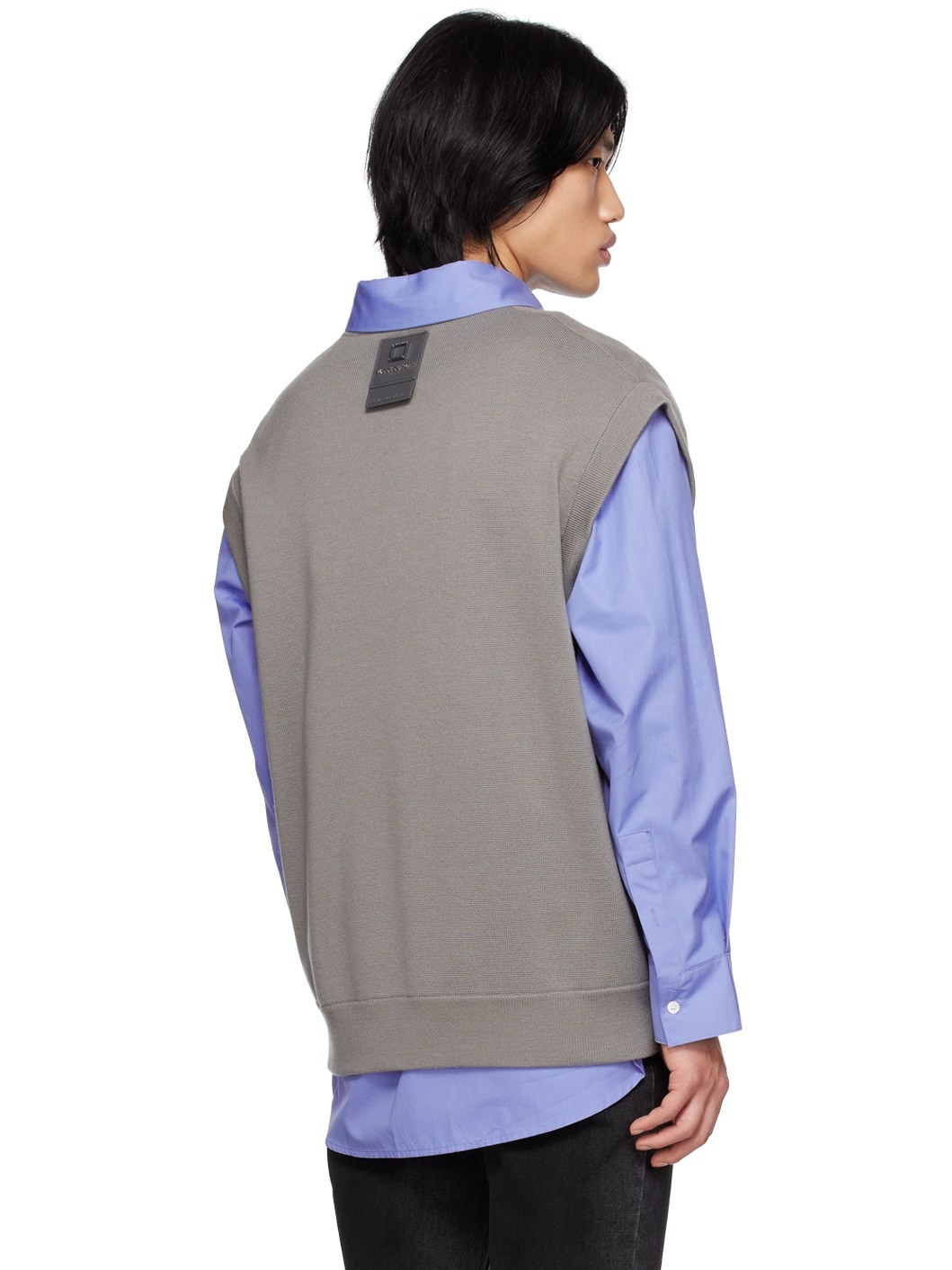 Gray V-Neck Vest - 3