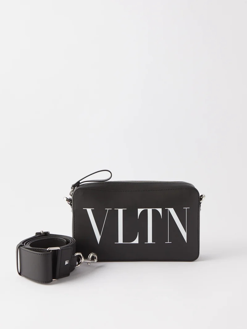 VLTN-logo leather cross-body bag - 1