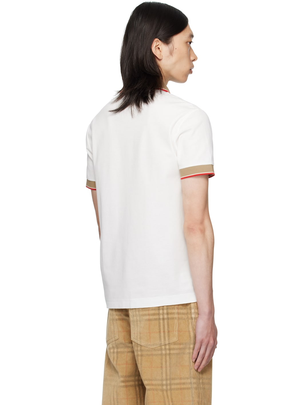 White Logo Collar Cotton Polo - 3