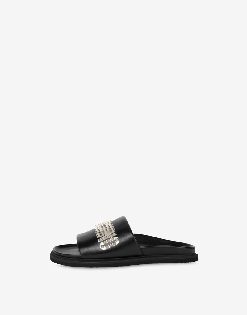 STUDDED LOGO NAPPA LEATHER POOL SLIDERS 2