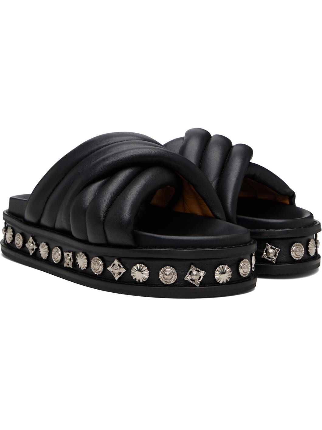 Black Soft Leather Sandals - 4