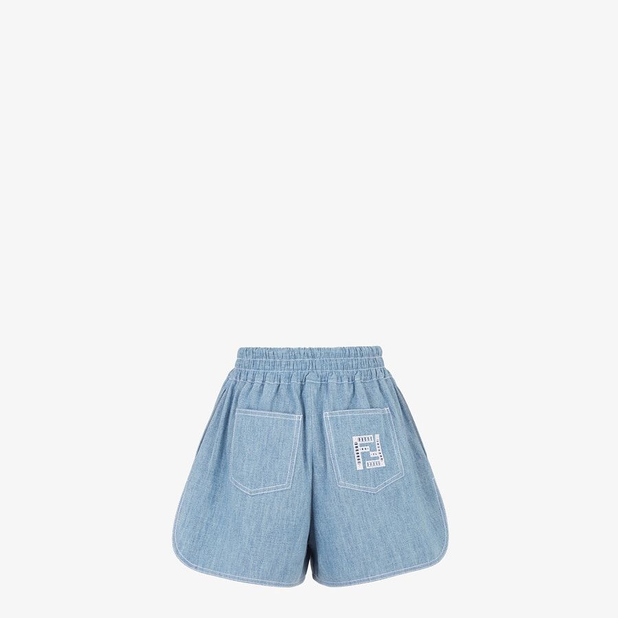 Light blue chambray shorts - 2