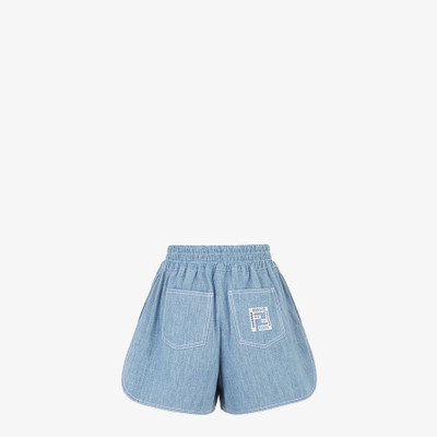 FENDI Light blue chambray shorts outlook