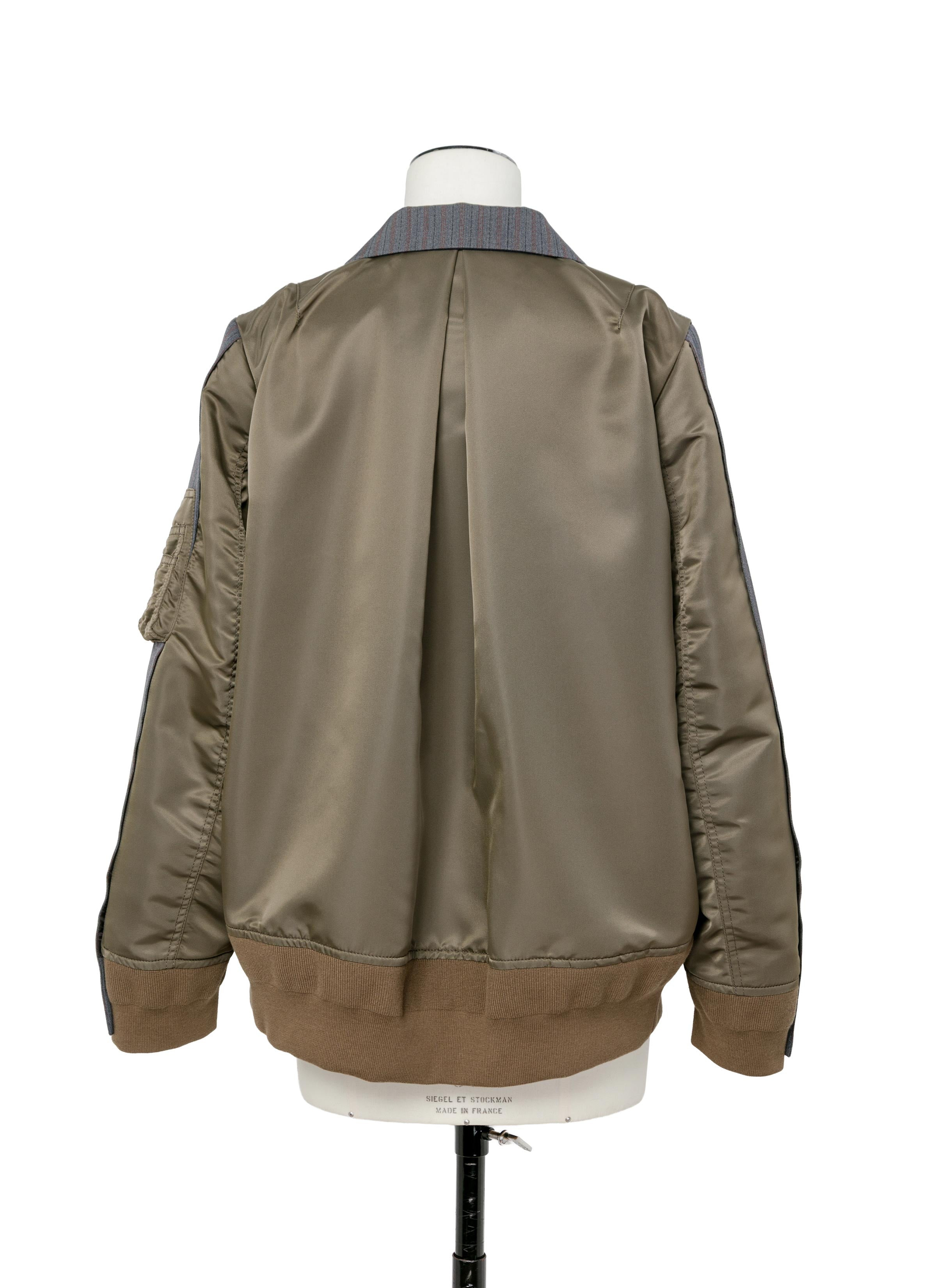 Stripe Doeskin x Nylon Twill Jacket - 3