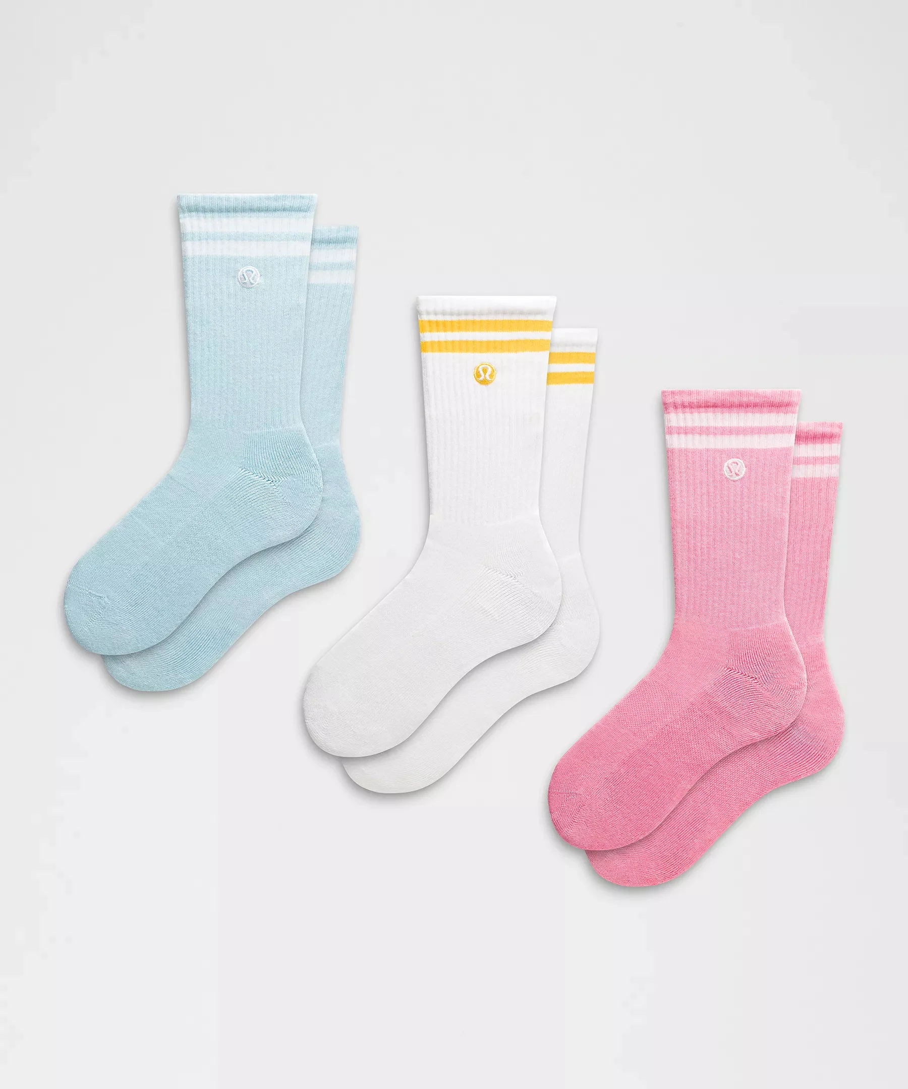 Unisex Daily Essential Crew Socks 3 Pack *Stripe - 1