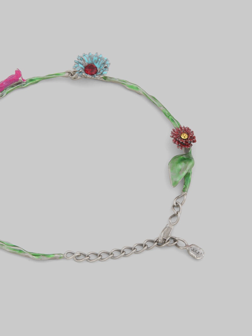 ENAMELED METAL AND RHINESTONES FLOWER POP NECKLACE - 4