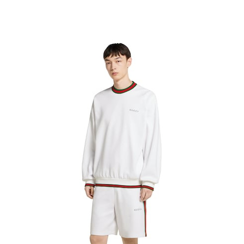 Cotton piquet sweatshirt with Web - 3
