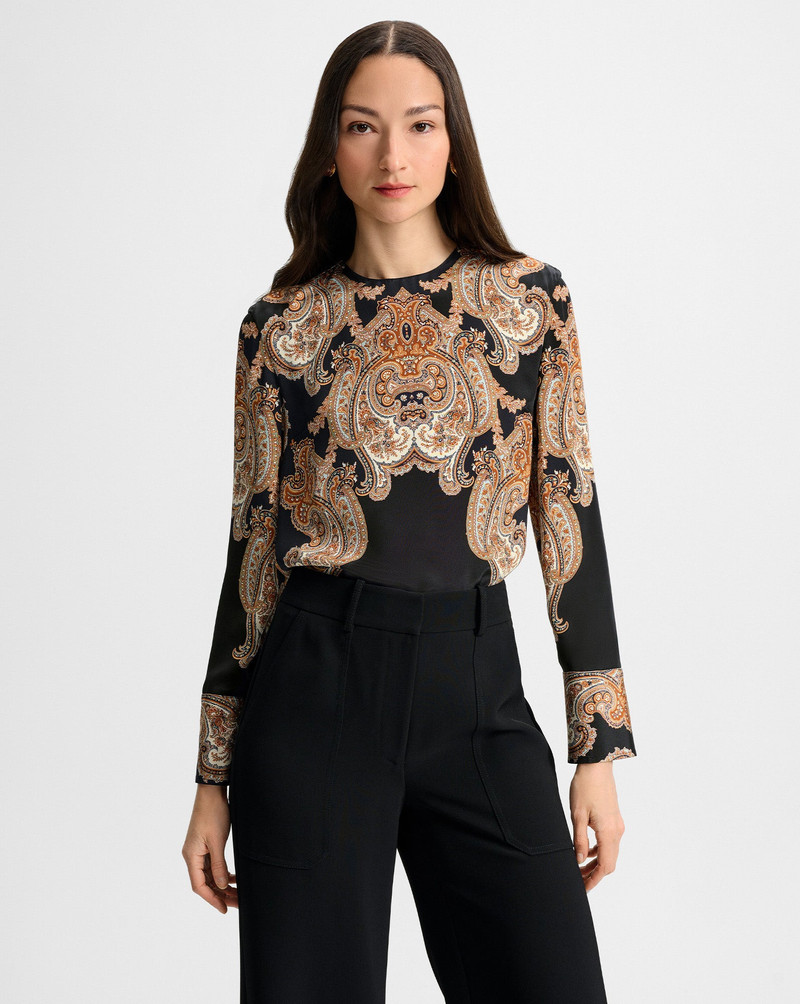 VERONICA BEARD KARISSE PAISLEY SILK BLOUSE outlook