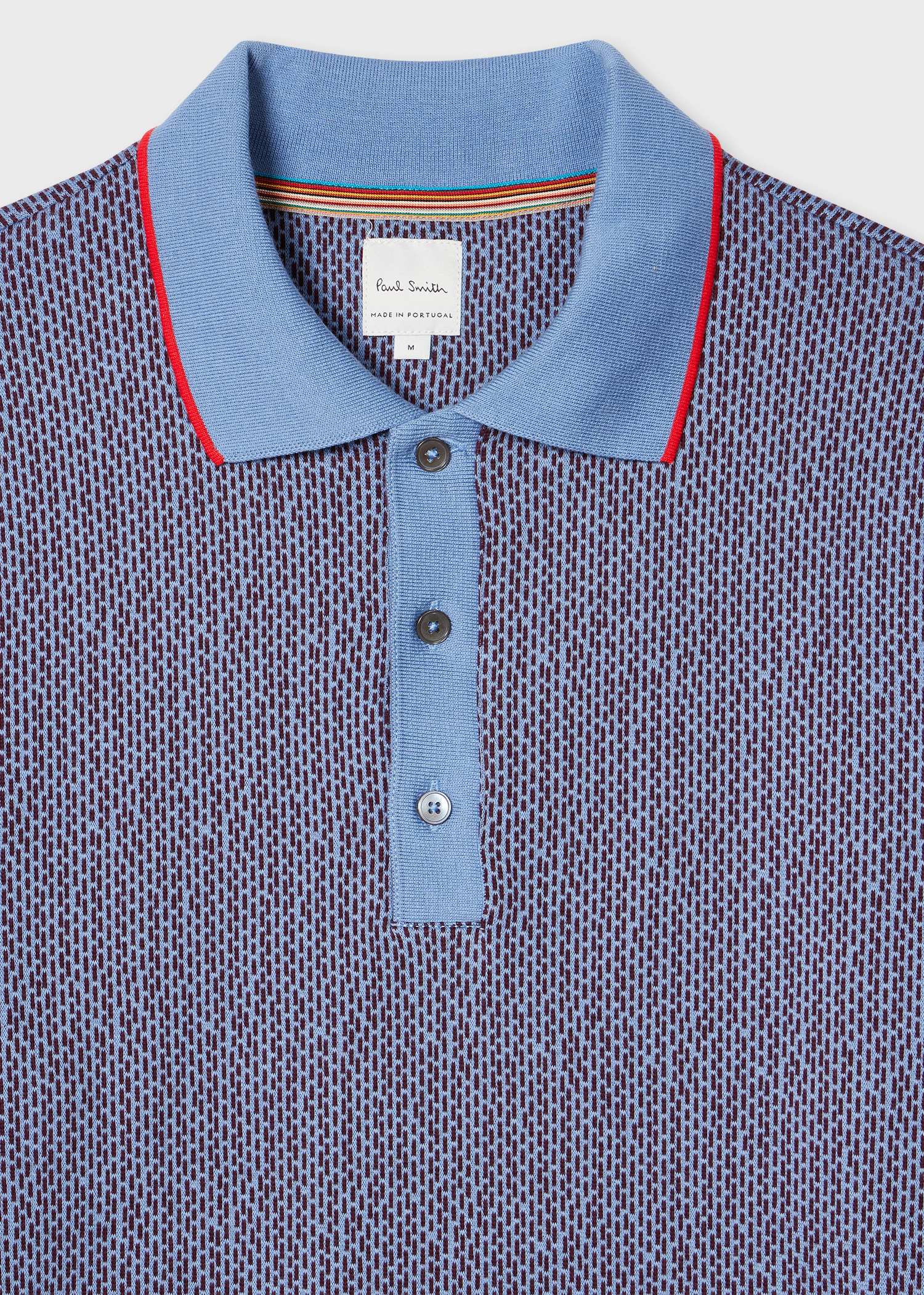 Blue Micro-Jacquard Cotton-Blend Polo Shirt - 2