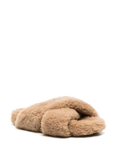 Yves Salomon crossover-strap faux-shearling slippers outlook