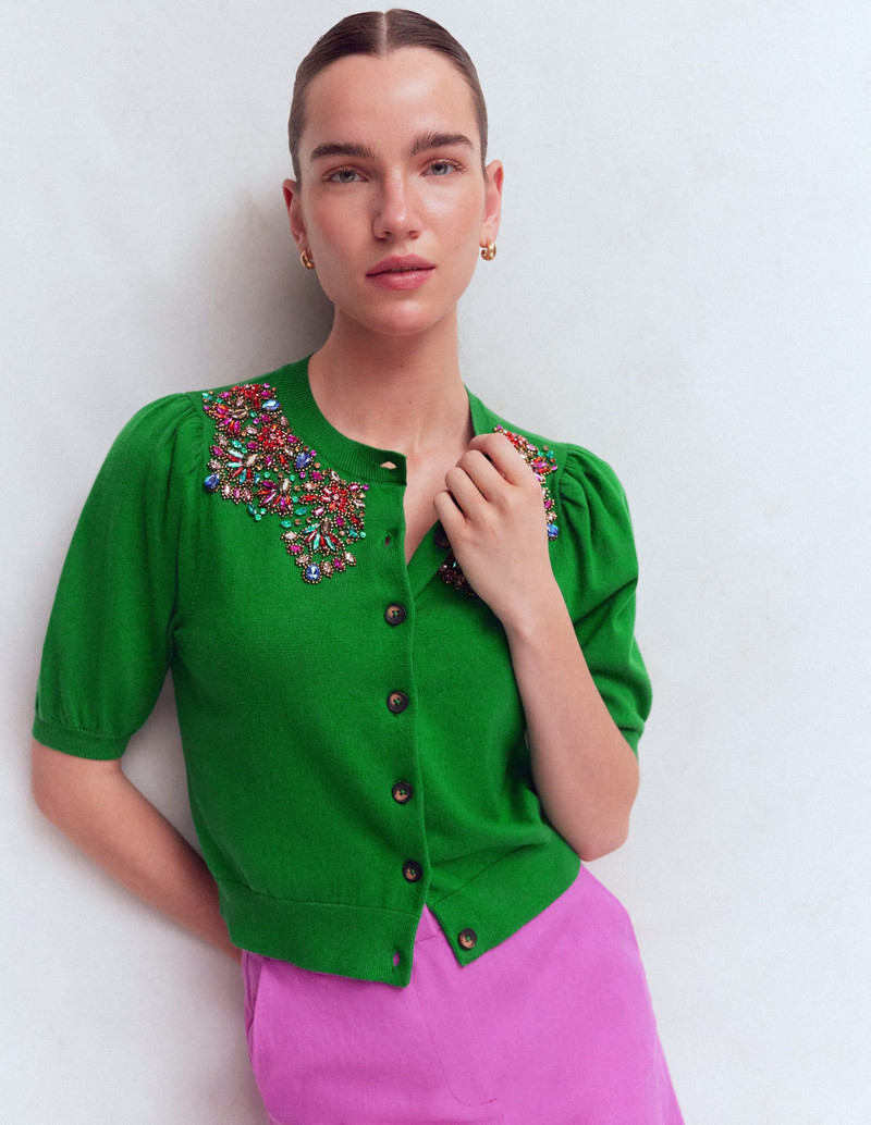 Nadia Embellished Cardigan-Green 3