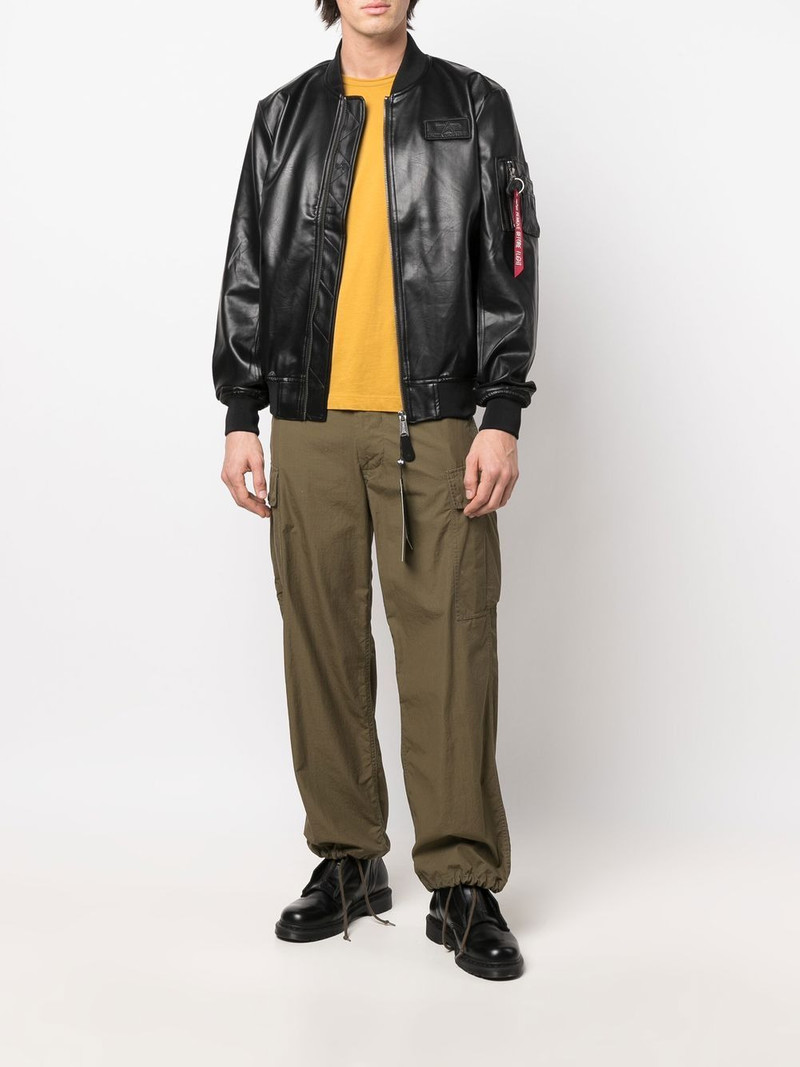 ALPHA INDUSTRIES logo-patch faux leather bomber jacket outlook