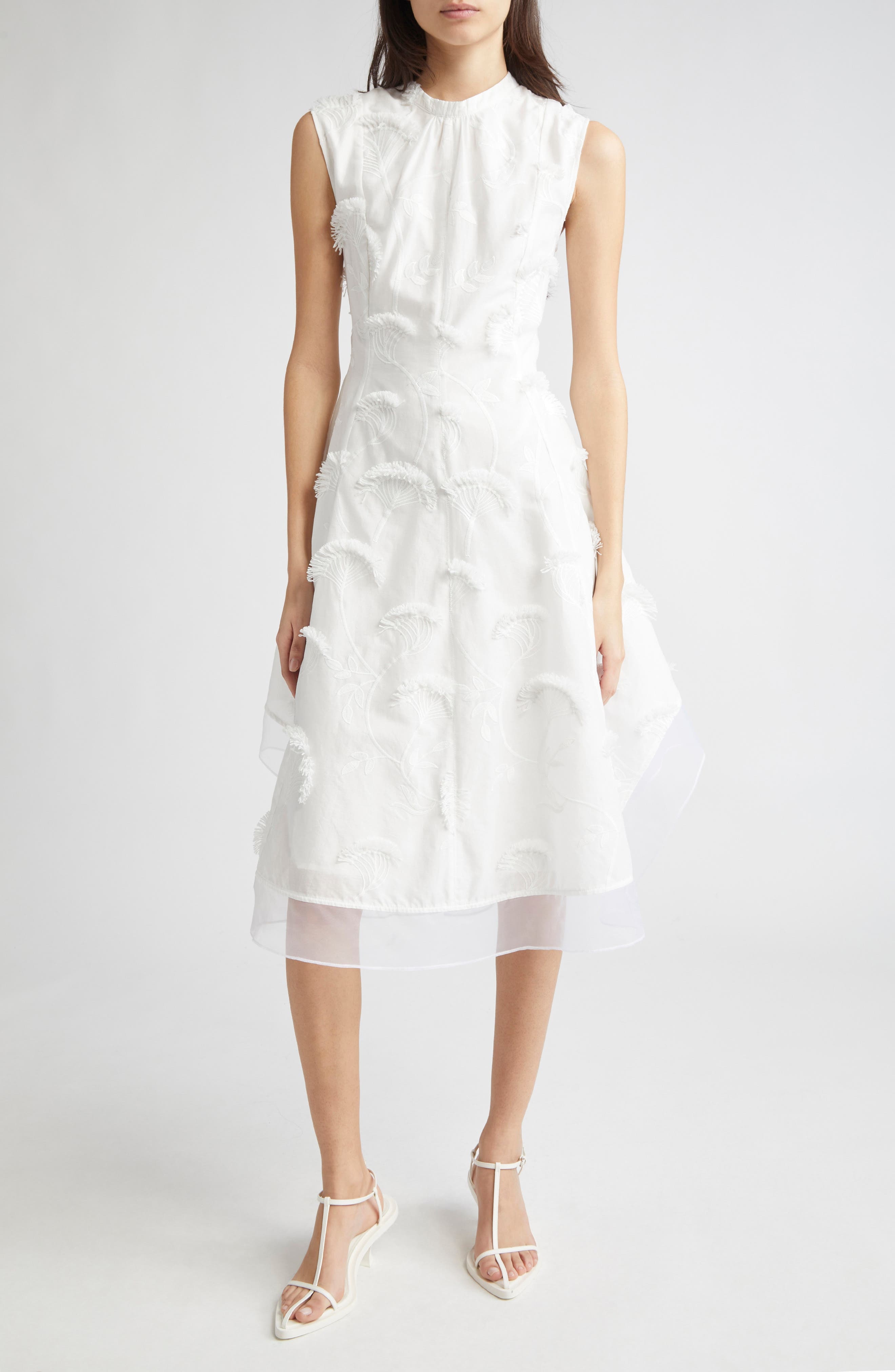 3.1 Phillip Lim Sleeveless Chiffon & Embroidery Dress in White at Nordstrom - 1