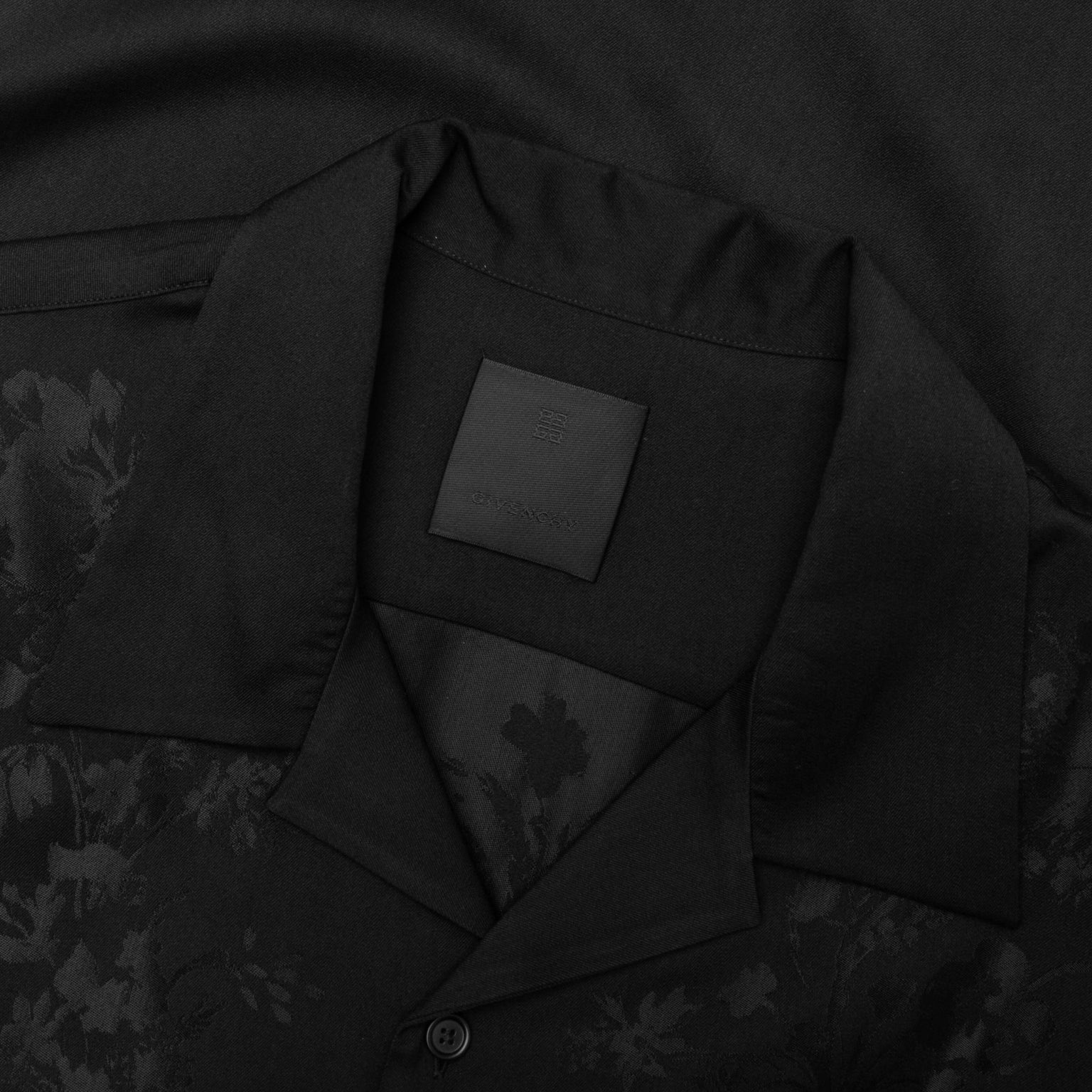 BOXY FIT SHIRT IN FLORAL JACQUARD - BLACK - 3