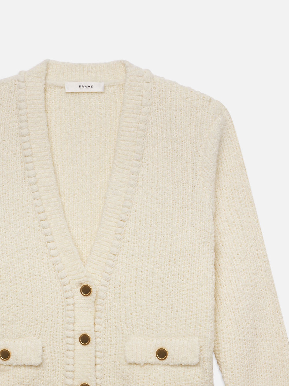 Double Pocket Cropped Cardi in Cream - 3
