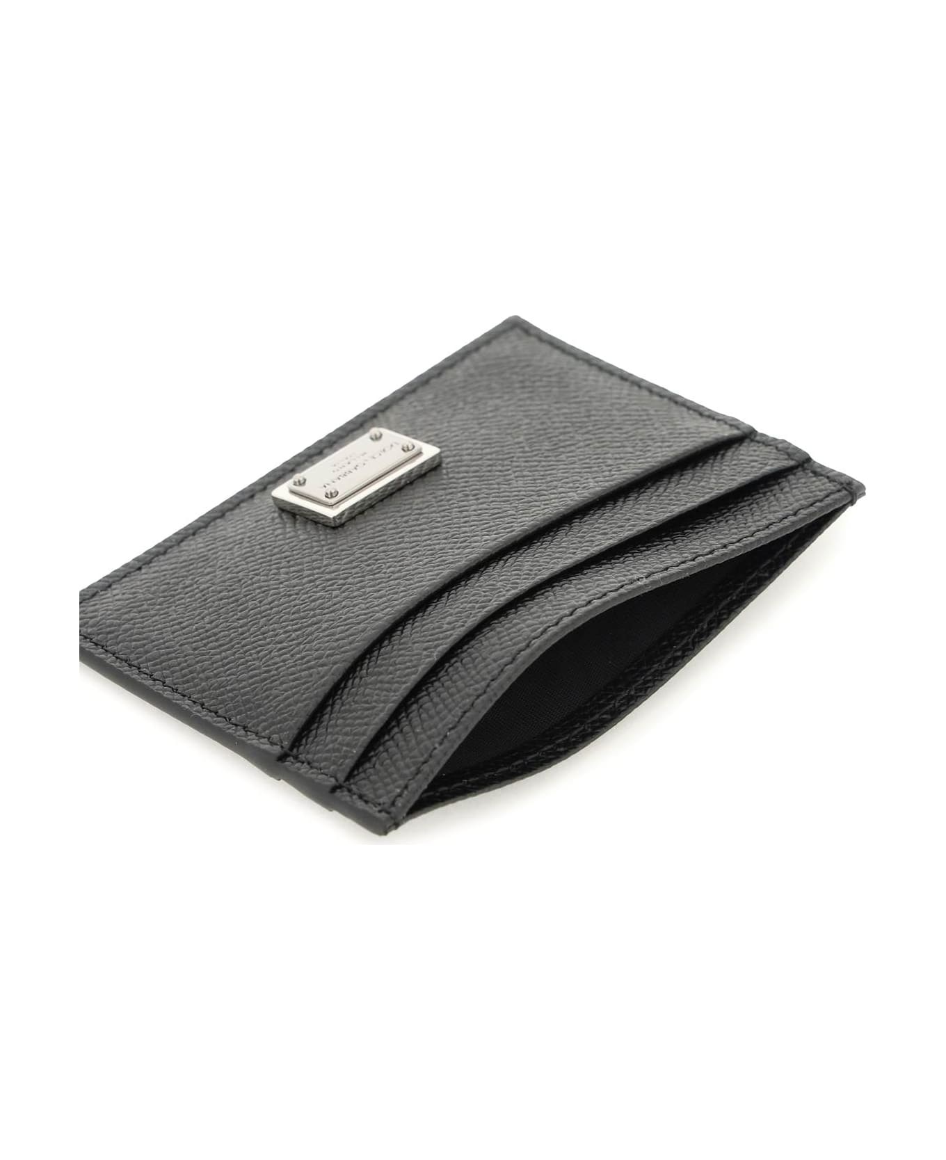 Black Leather Dauphine Card Holder - 2