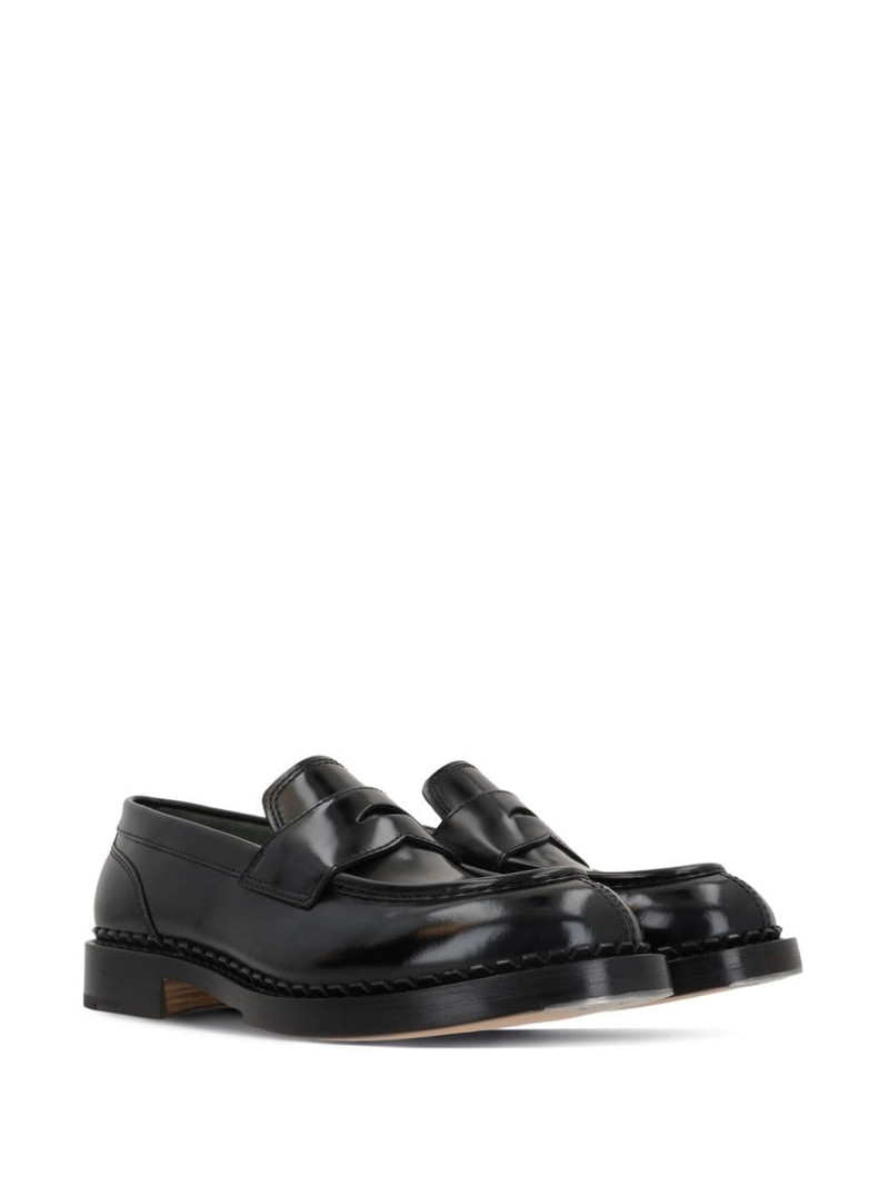 Santoni slip-on leather loafers outlook