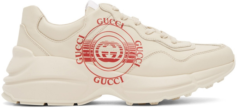 남자 Rhyton Gucci 인쇄 가죽 스니커 - 1