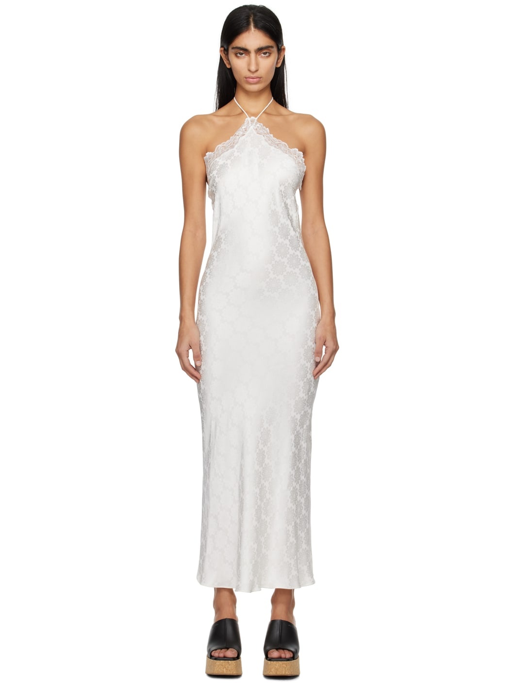 White Jacquard Midi Dress - 1