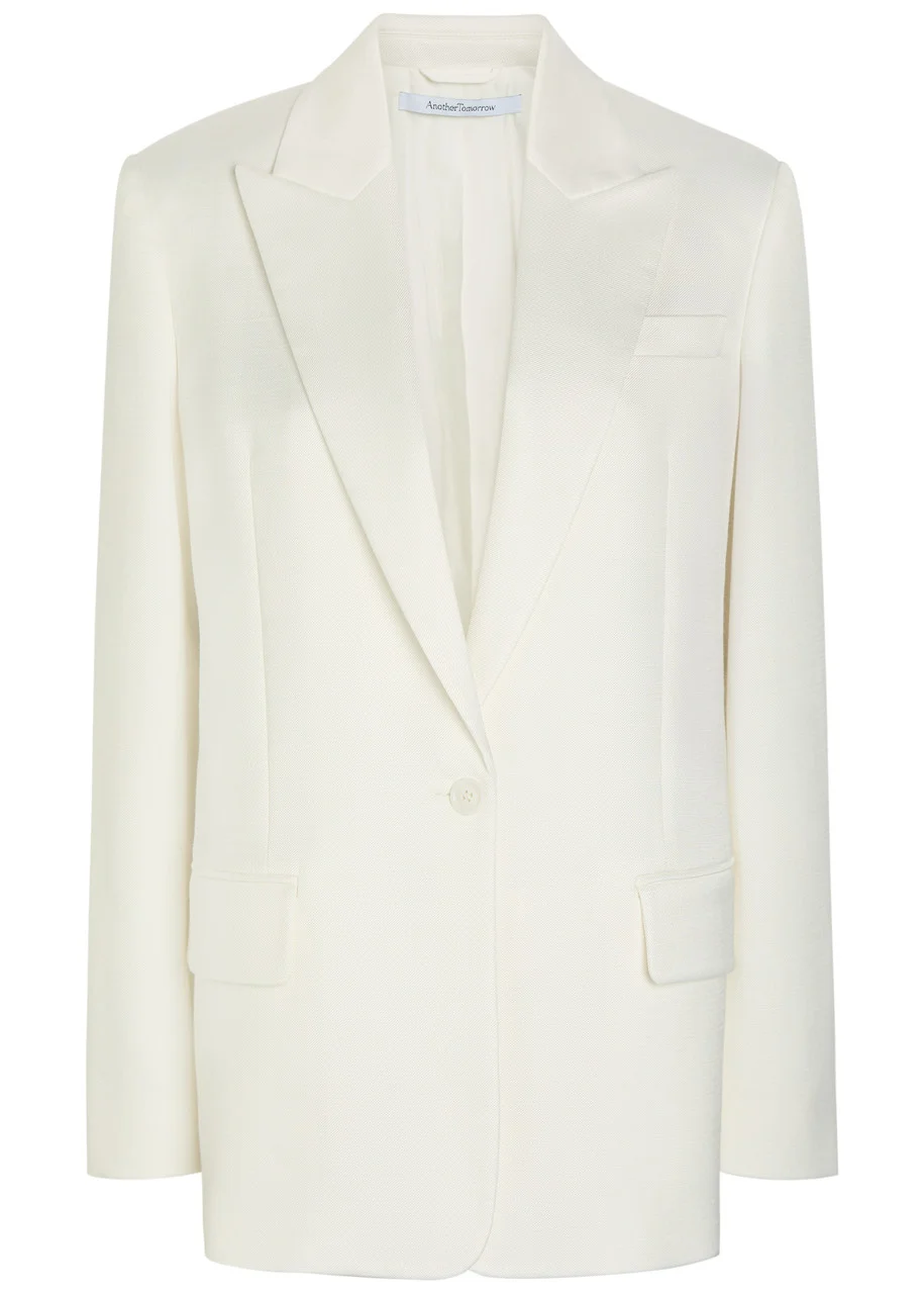 Another Tomorrow Oversized Twill Blazer - 1
