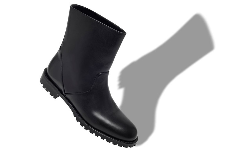 Manolo Blahnik Black Calf Leather Ankle Boots outlook