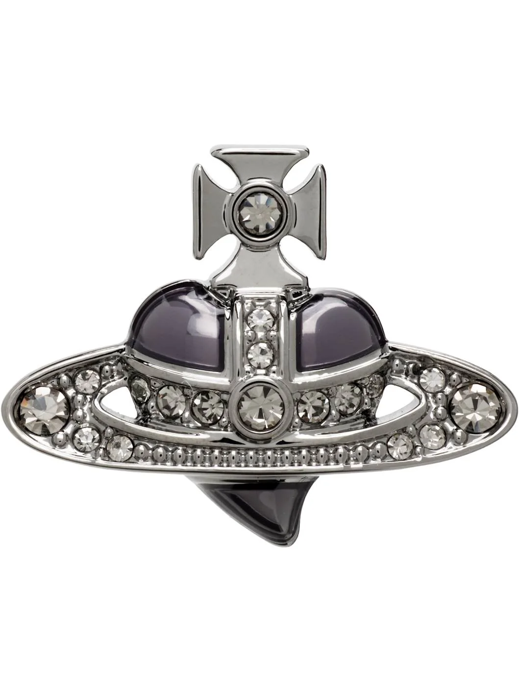 Man Diamante Heart Stud Single Earring - 1