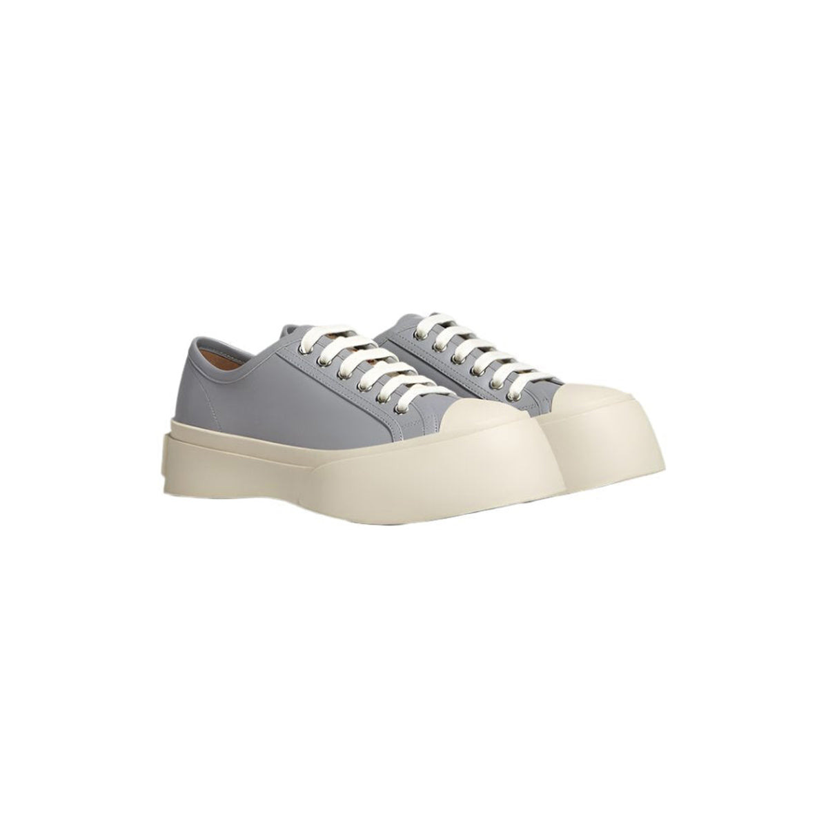 WOMEN'S LEATHER PABLO LACE-UP SNEAKERS (GRAY) - 3
