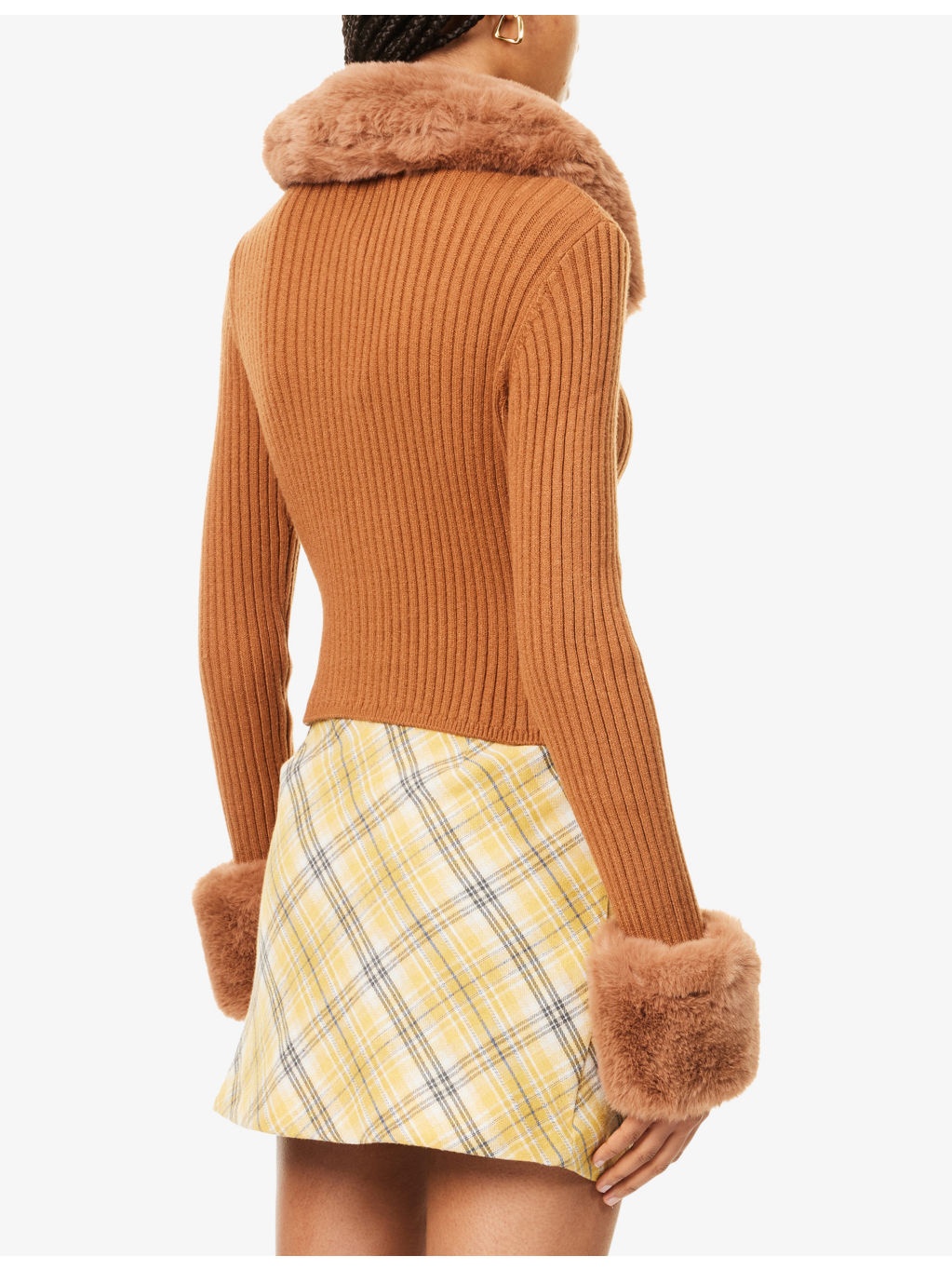 Peggy Faux-Fur-Embellishment Knitted Cardigan - 4