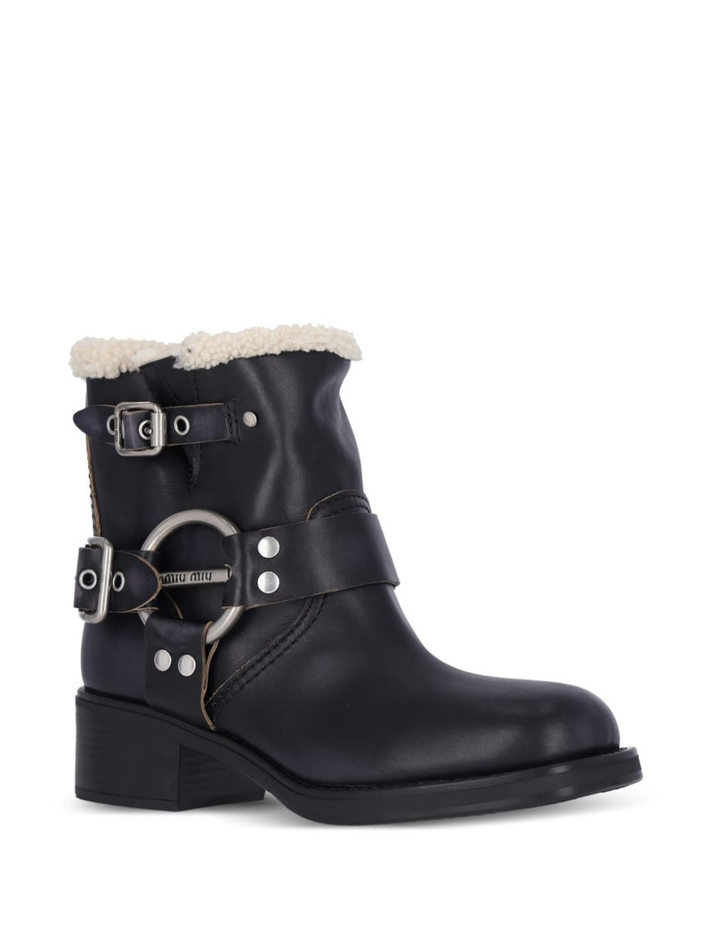 Miu Miu 50mm shearling biker boots outlook