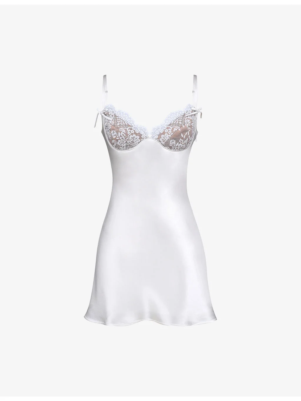 Athenea Lace-Cup Satin Mini Dress - 1
