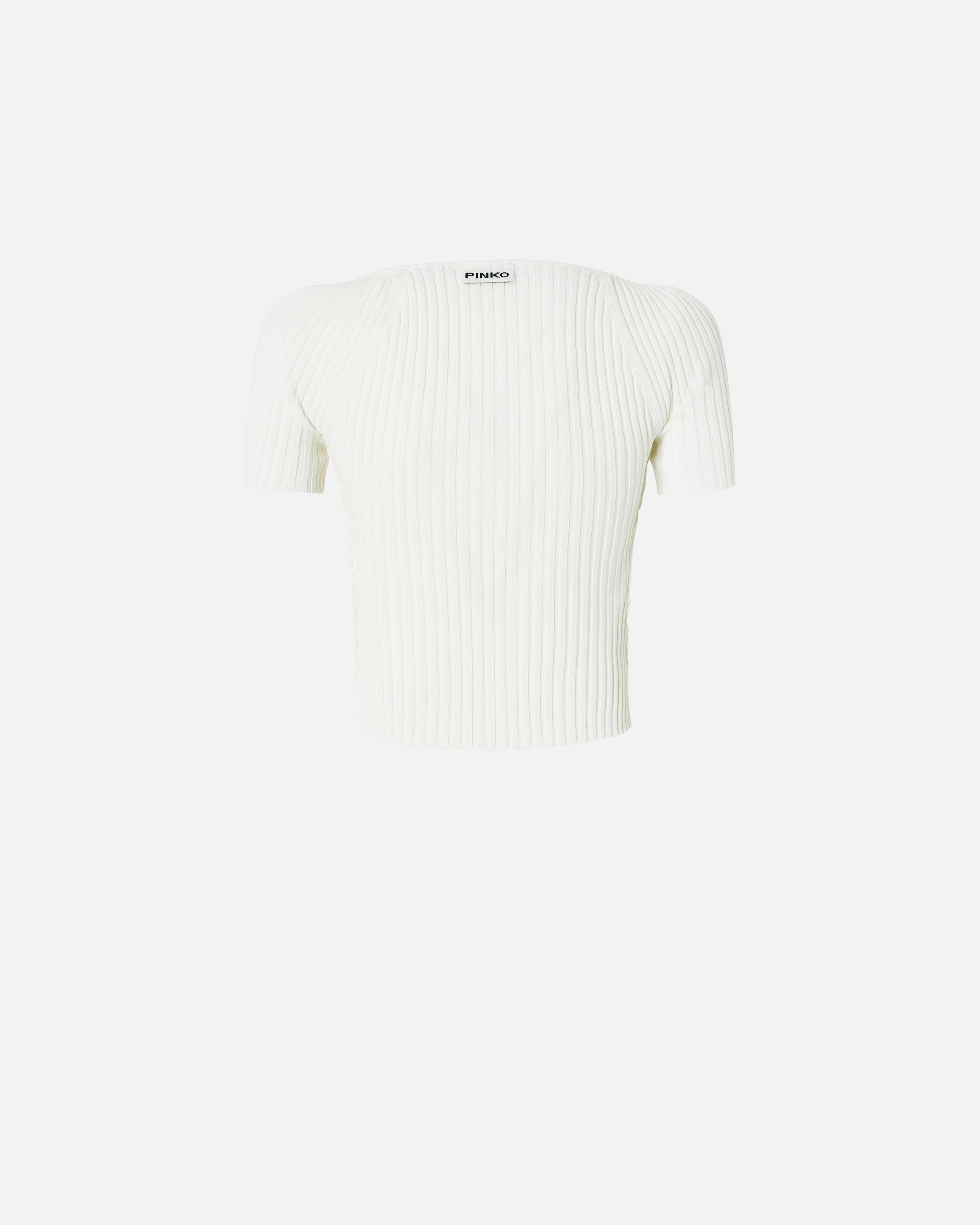 RIBBED KNIT CROPPED T-SHIRT - 6