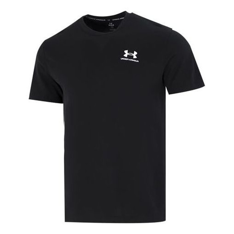 Under Armour Logo Embroidered Heavyweight Short Sleeve T-shirt 'Black White' 1373997-001 - 1