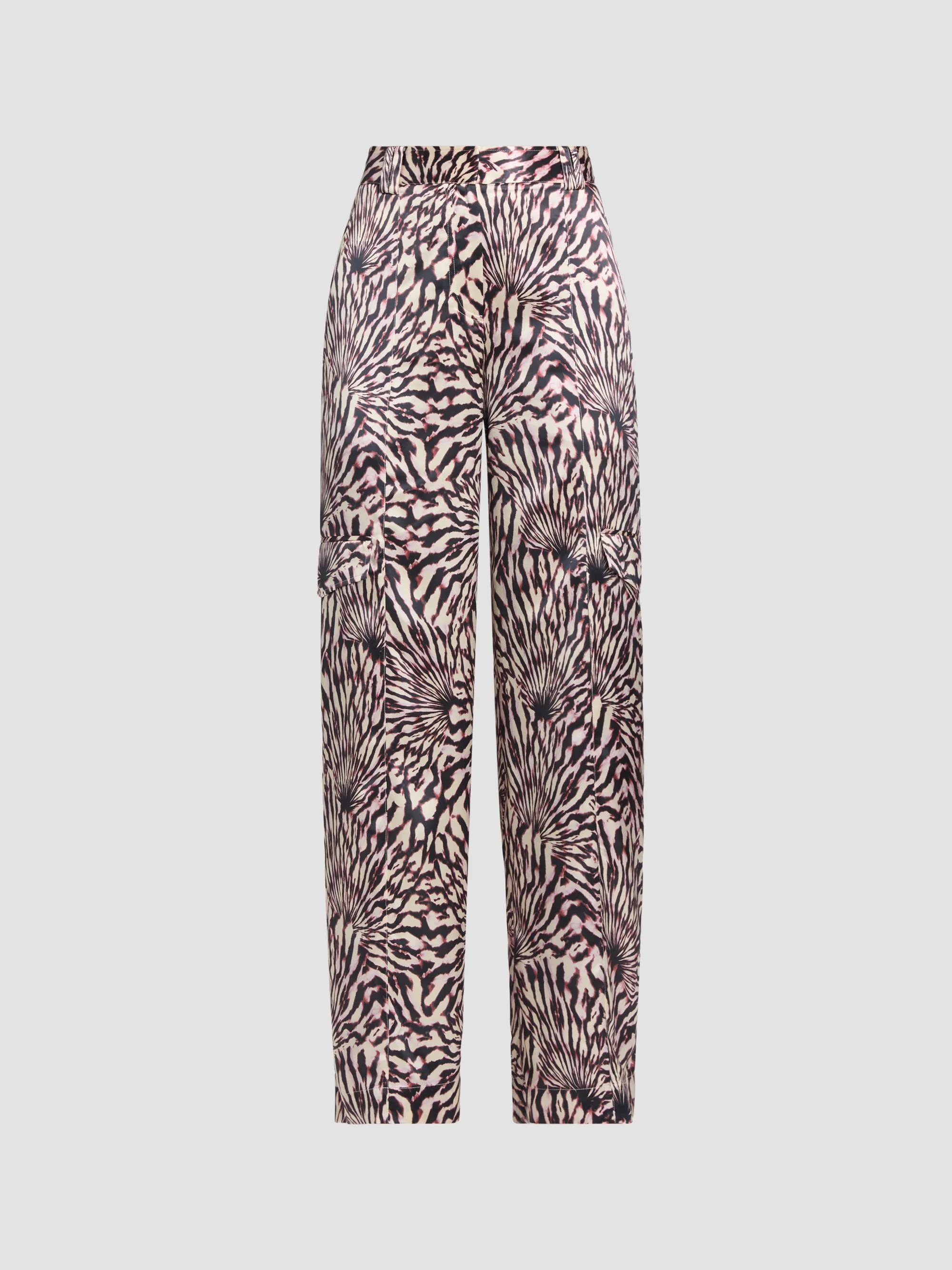Women's Emilia Printed Satin Cargo Pants - Rhodonite - 1
