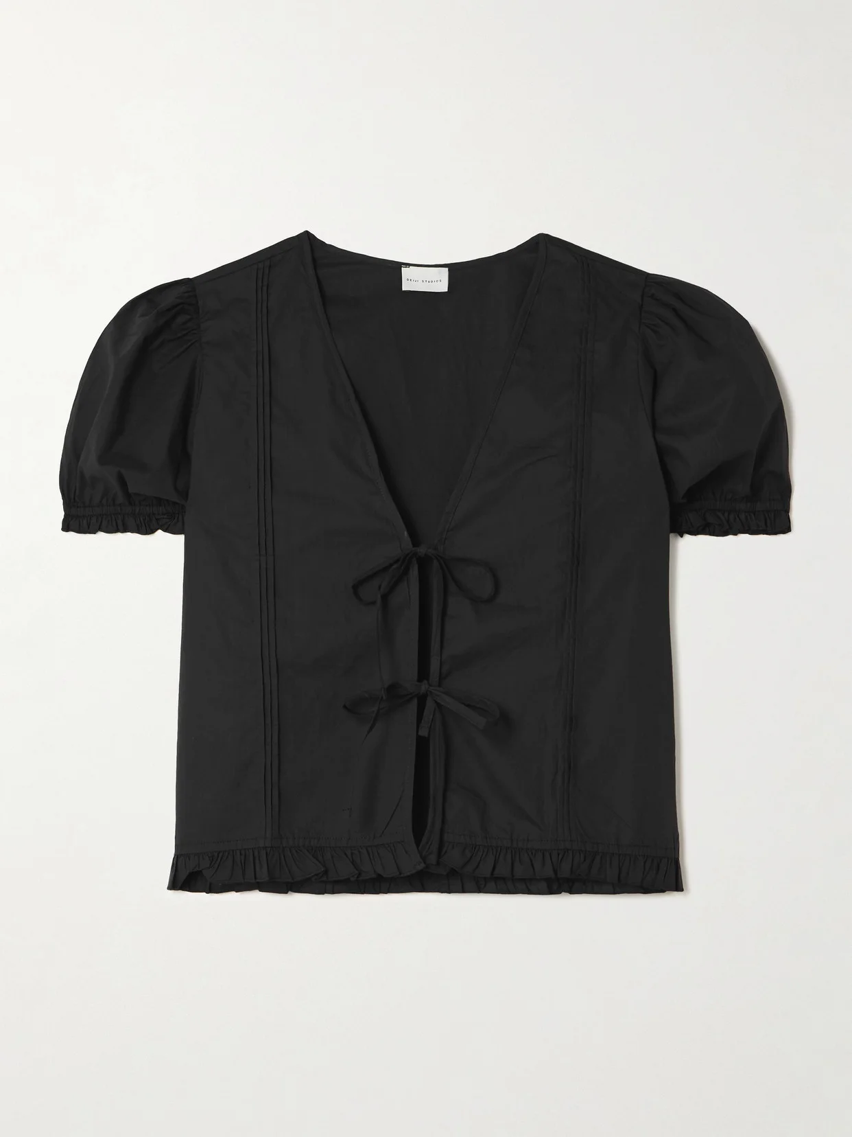 Pintuck Tie-detailed Organic Cotton-poplin Top - 1