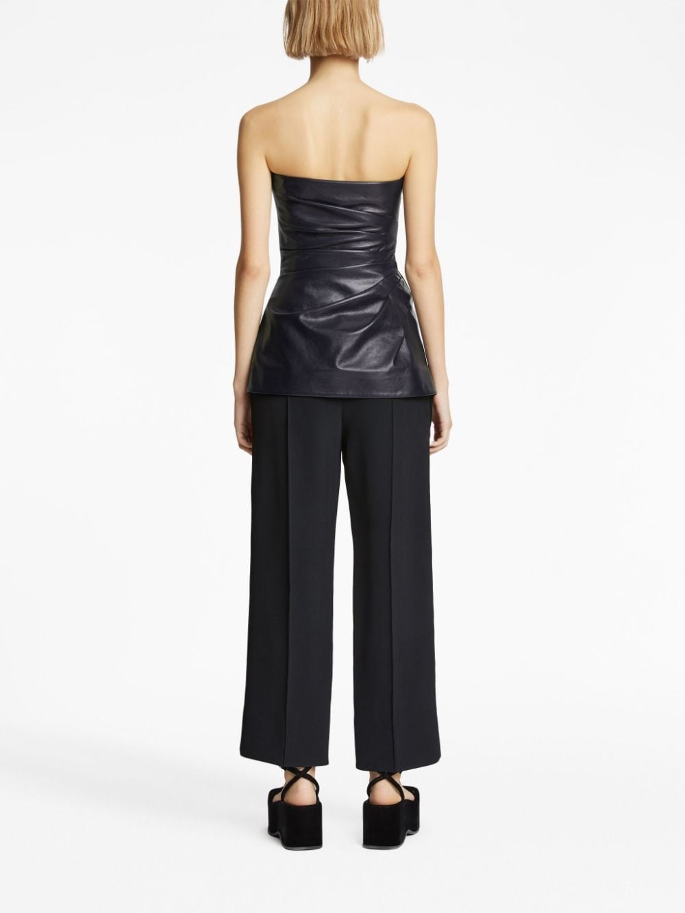 faux-leather strapless top - 4