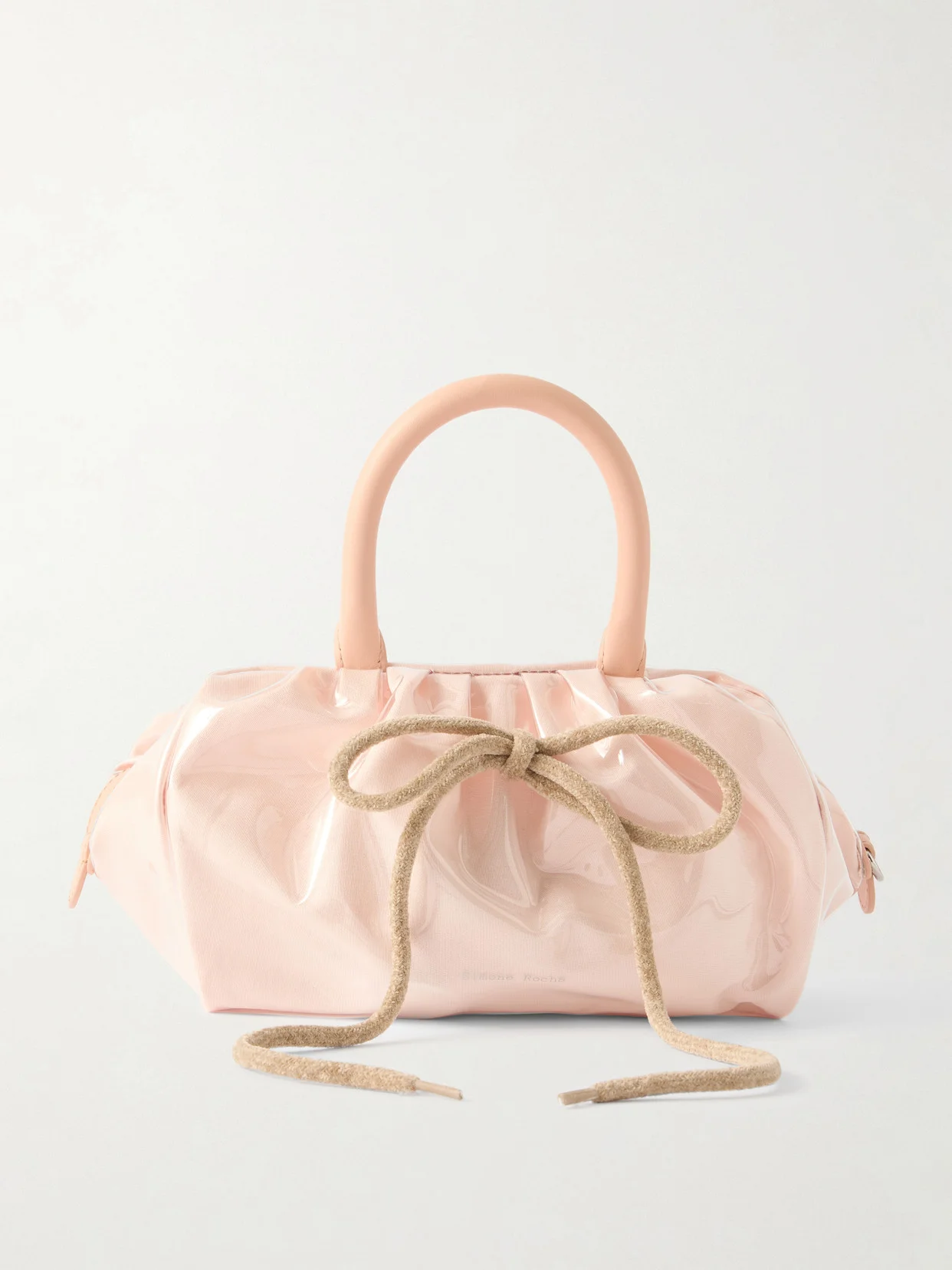 Bow-detailed Leather And Chenille-trimmed Vinyl Tote - 1