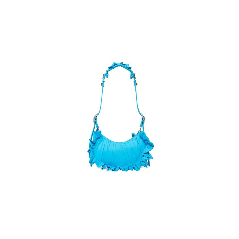 Women's Le Cagole Xs Shoulder Bag With Ruffles  in Blue 7
