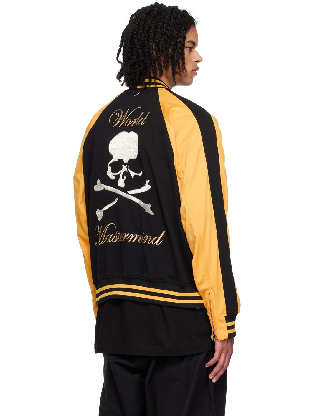 Black & Yellow Embroidered Bomber Jacket - 3
