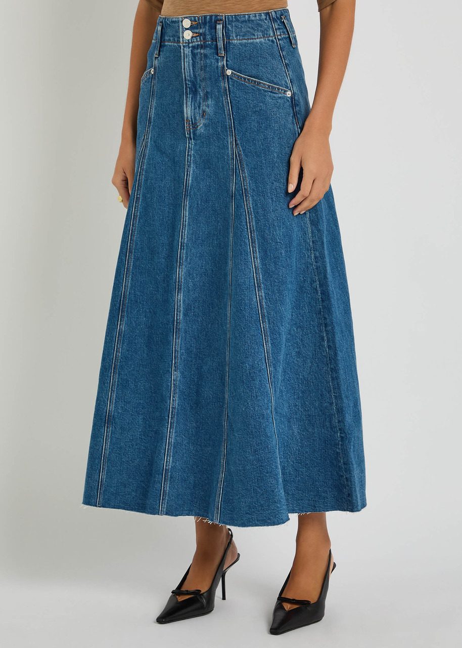 Veronica Beard Alix Panelled Stretch-denim Midi Skirt - 2