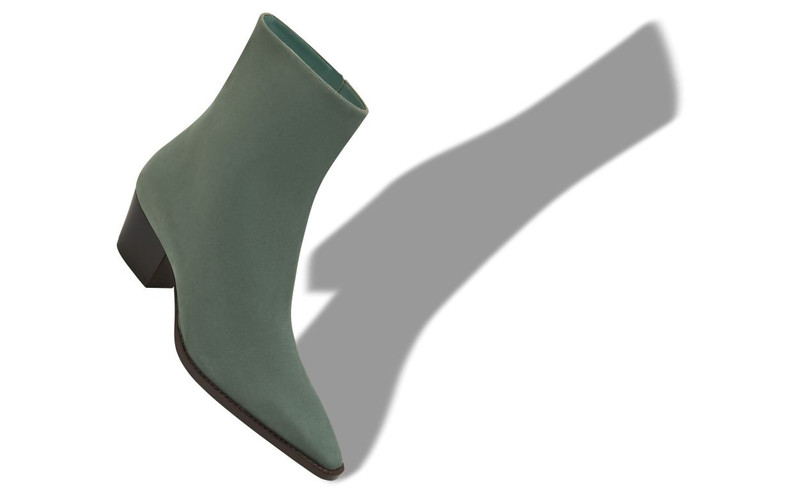 Manolo Blahnik Green Nubuck Ankle Boots outlook