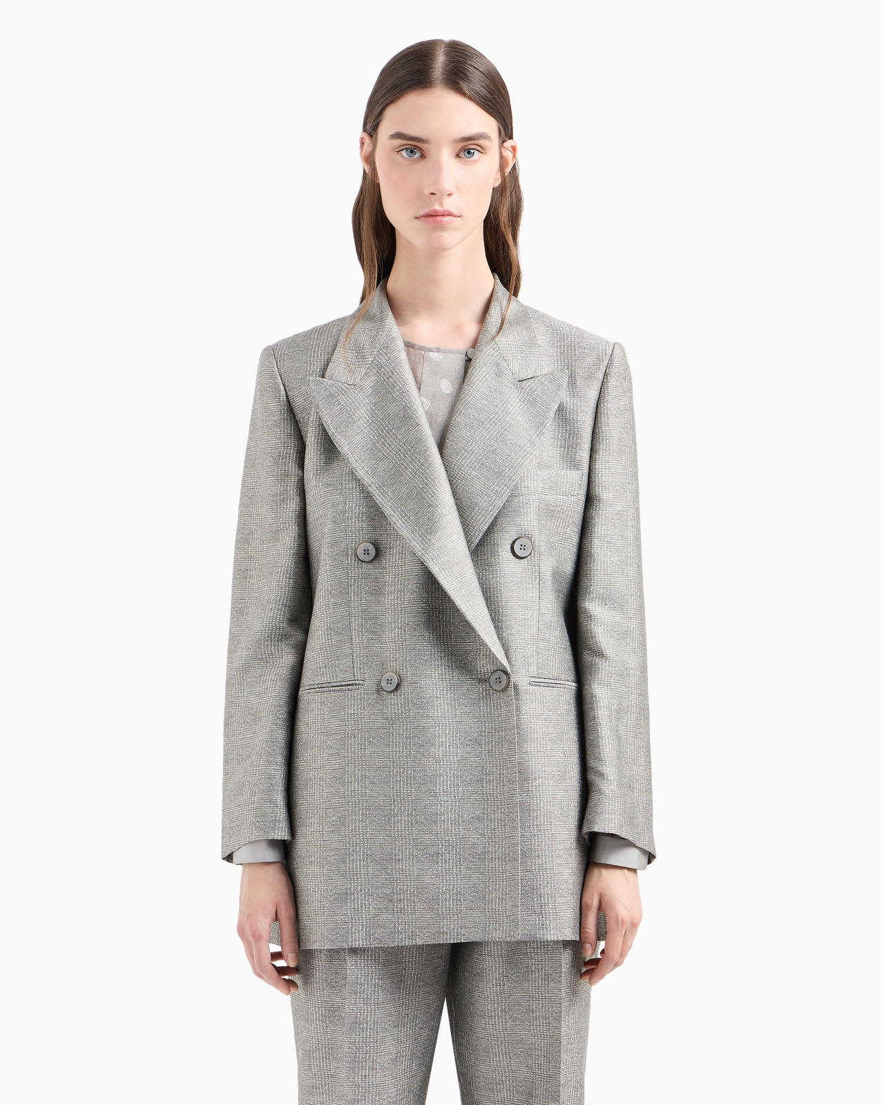 Icon double-breasted, Prince of Wales check viscose blazer - 2
